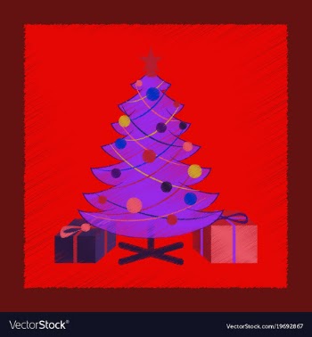Flat shading style icon christmas tree gifts vector image