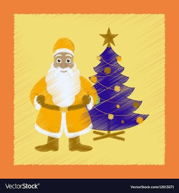 Flat shading style icon Christmas Tree Santa Claus vector image