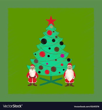 Flat shading style icon christmas tree santa claus vector image