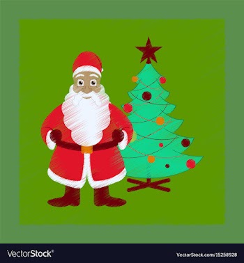 Flat shading style icon christmas tree santa claus vector image