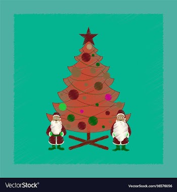 Flat shading style icon christmas tree santa claus vector image