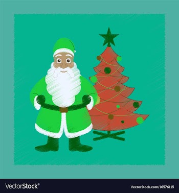 Flat shading style icon christmas tree santa claus vector image