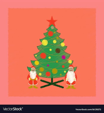 Flat shading style icon christmas tree santa claus vector image