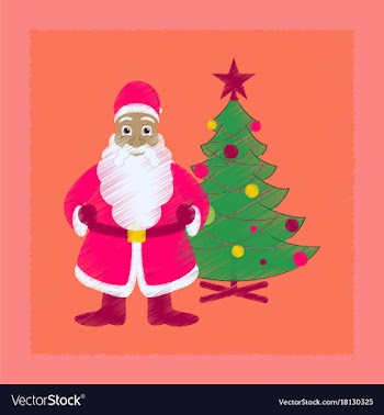 Flat shading style icon christmas tree santa claus vector image