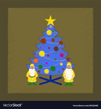 Flat shading style icon christmas tree santa claus vector image
