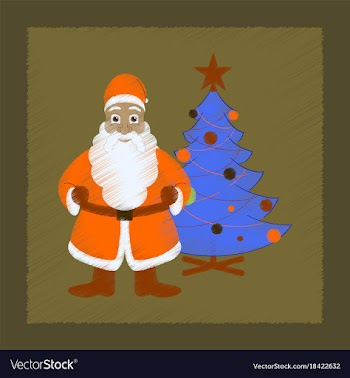 Flat shading style icon christmas tree santa claus vector image