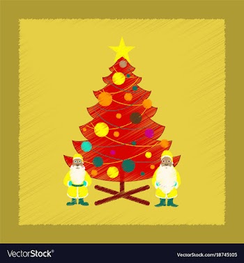 Flat shading style icon christmas tree santa claus vector image