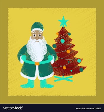 Flat shading style icon christmas tree santa claus vector image
