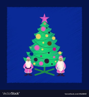 Flat shading style icon christmas tree santa claus vector image