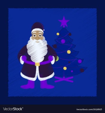 Flat shading style icon christmas tree santa claus vector image