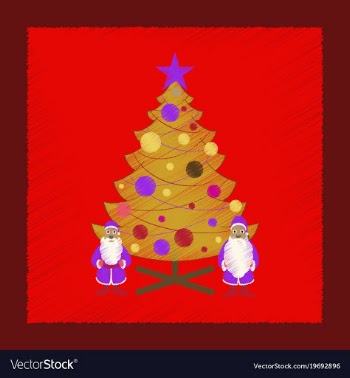Flat shading style icon christmas tree santa claus vector image