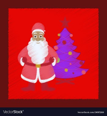 Flat shading style icon christmas tree santa claus vector image