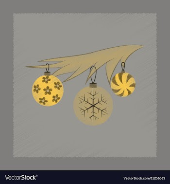 Flat shading style icon Christmas tree toys vector image