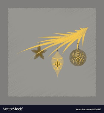 Flat shading style icon Christmas tree toys vector image