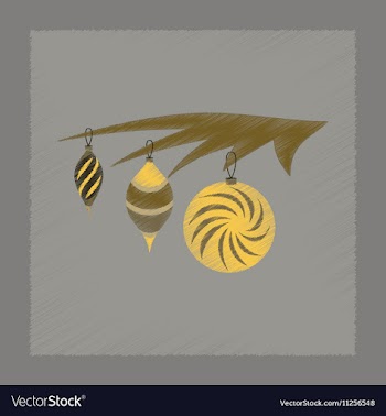 Flat shading style icon Christmas tree toys vector image