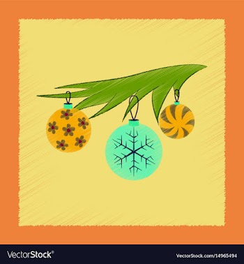 Flat shading style icon christmas tree toys vector image