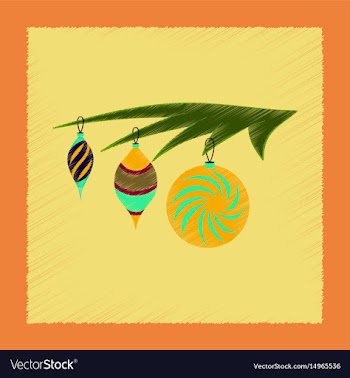 Flat shading style icon christmas tree toys vector image