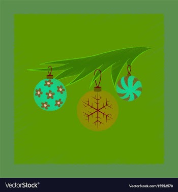 Flat shading style icon christmas tree toys vector image