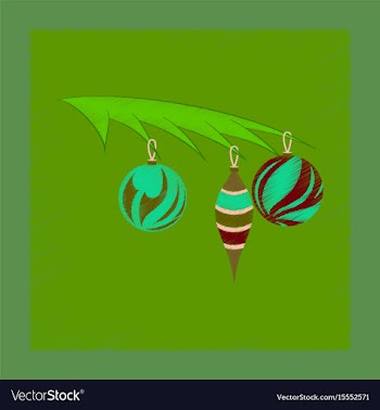 Flat shading style icon christmas tree toys vector image