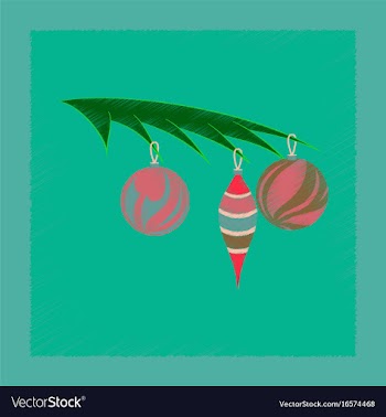 Flat shading style icon christmas tree toys vector image