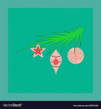 Flat shading style icon christmas tree toys vector image