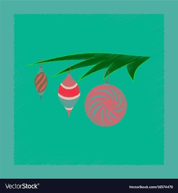 Flat shading style icon christmas tree toys vector image