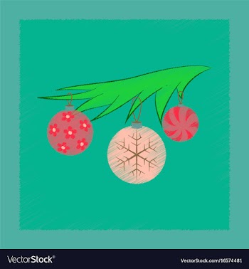 Flat shading style icon christmas tree toys vector image