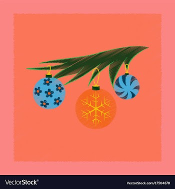 Flat shading style icon christmas tree toys vector image