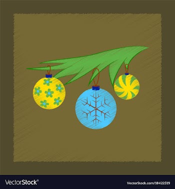 Flat shading style icon christmas tree toys vector image