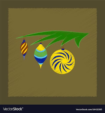 Flat shading style icon christmas tree toys vector image