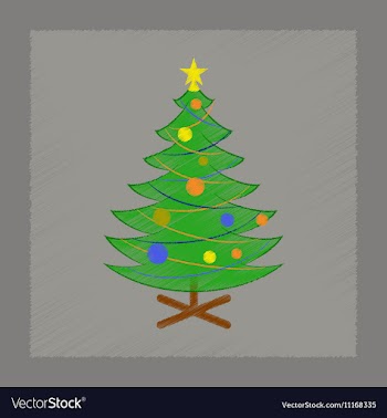 Flat shading style icon Christmas tree vector image