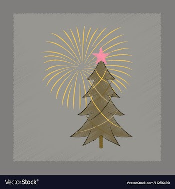 Flat shading style icon Christmas tree vector image