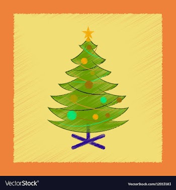 Flat shading style icon Christmas tree vector image