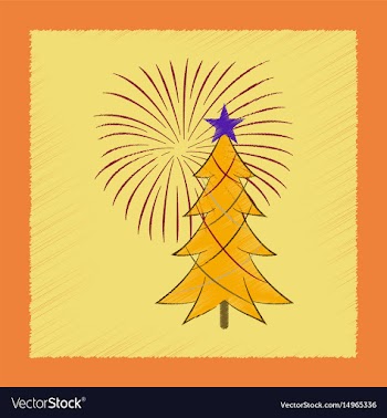 Flat shading style icon christmas tree vector image