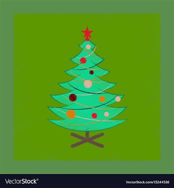 Flat shading style icon christmas tree vector image