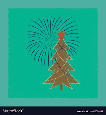 Flat shading style icon christmas tree vector image