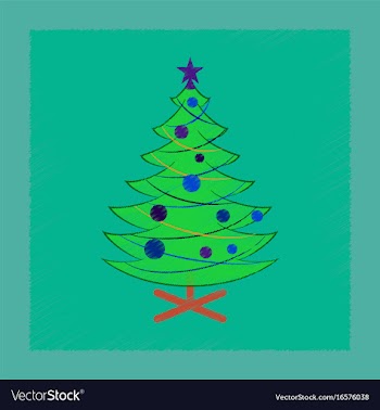 Flat shading style icon christmas tree vector image