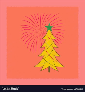 Flat shading style icon christmas tree vector image