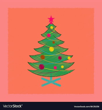 Flat shading style icon christmas tree vector image