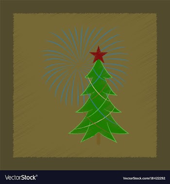 Flat shading style icon christmas tree vector image