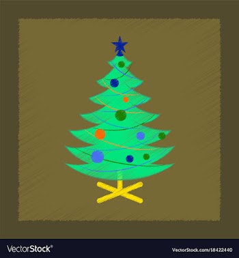 Flat shading style icon christmas tree vector image