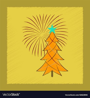 Flat shading style icon christmas tree vector image