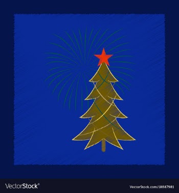 Flat shading style icon christmas tree vector image