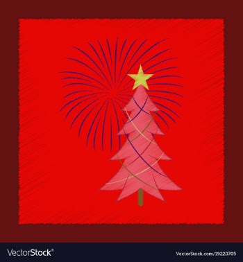 Flat shading style icon christmas tree vector image