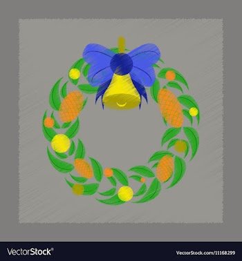 Flat shading style icon Christmas wreath vector image