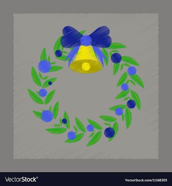 Flat shading style icon Christmas wreath vector image