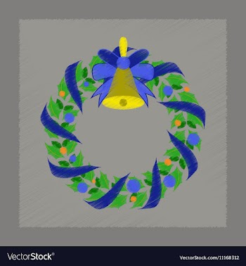 Flat shading style icon Christmas wreath vector image