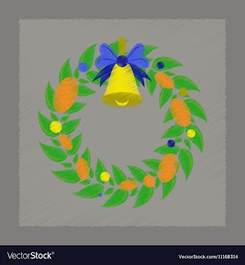 Flat shading style icon Christmas wreath vector image