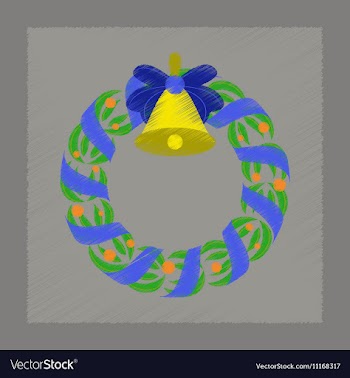 Flat shading style icon Christmas wreath vector image
