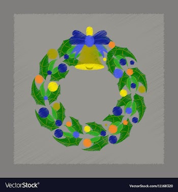 Flat shading style icon Christmas wreath vector image